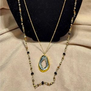 Layered Drusy Long Necklace